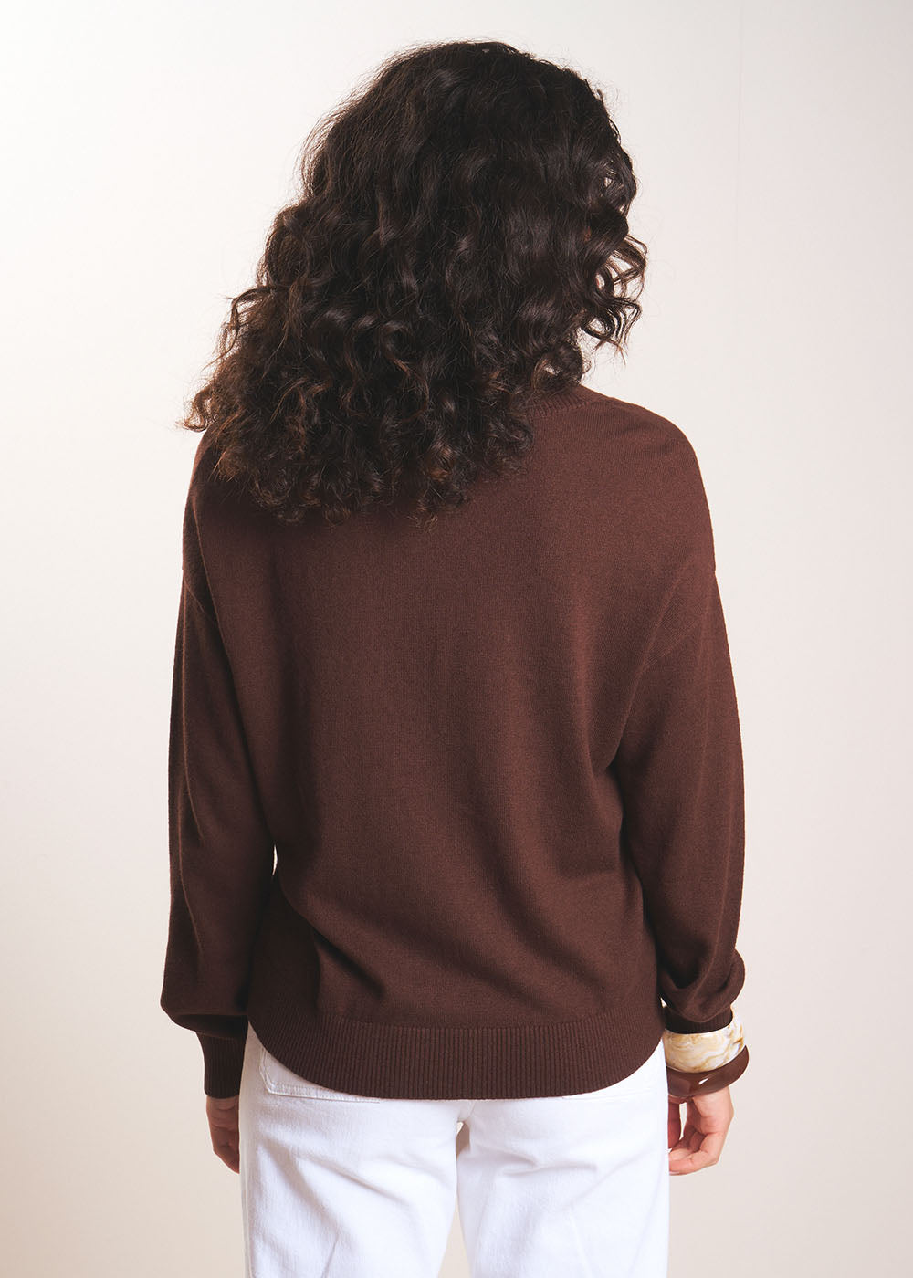 MIANALA V-neck jumper in cotton wool - 3 - Sud Express - Sud Express