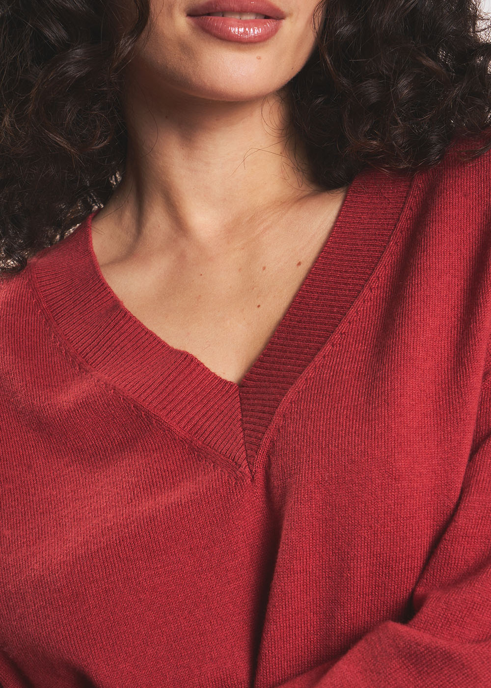 MIANALA V-neck jumper in cotton wool - 2 - Sud Express - Sud Express