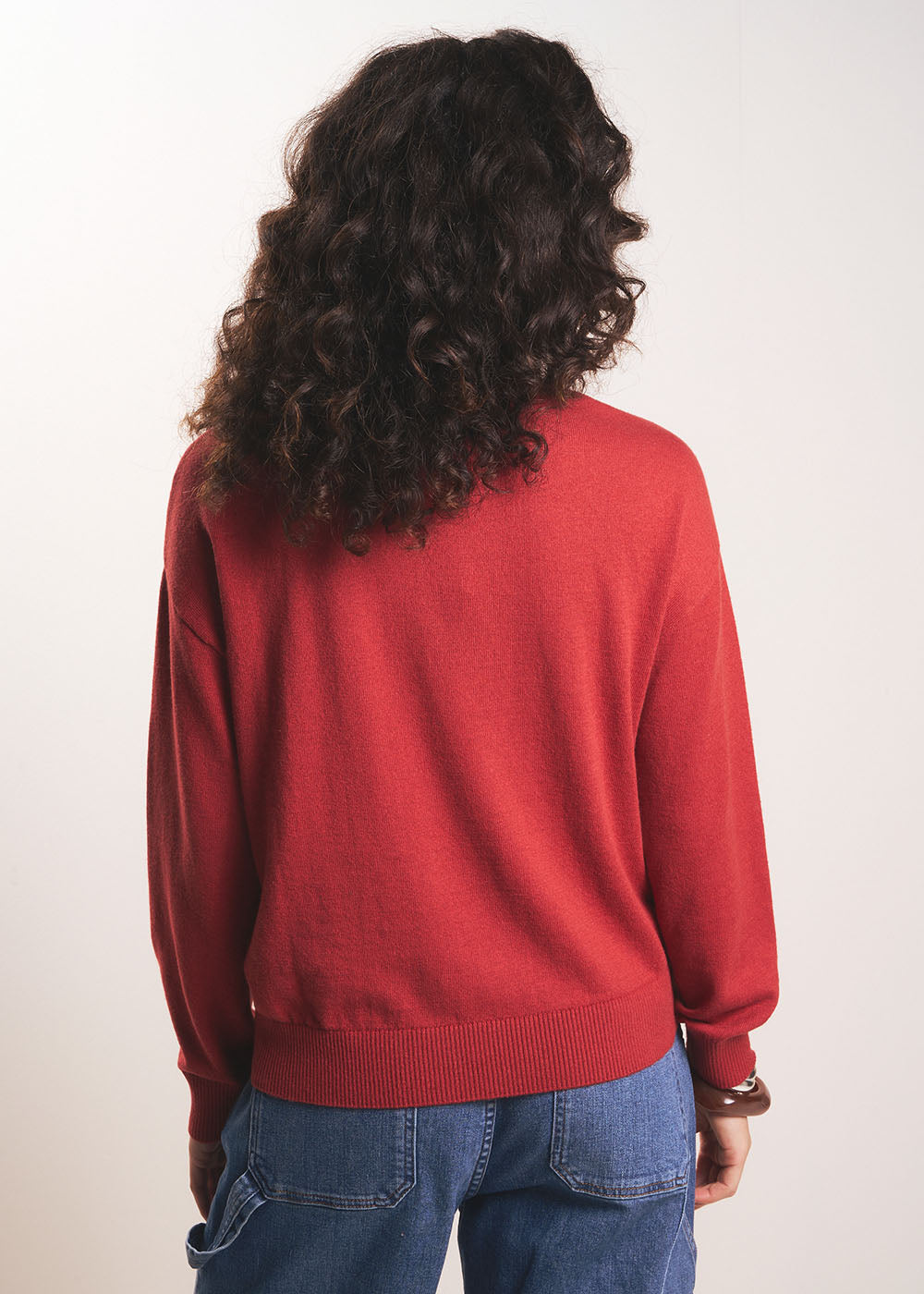 MIANALA V-neck jumper in cotton wool - 3 - Sud Express - Sud Express