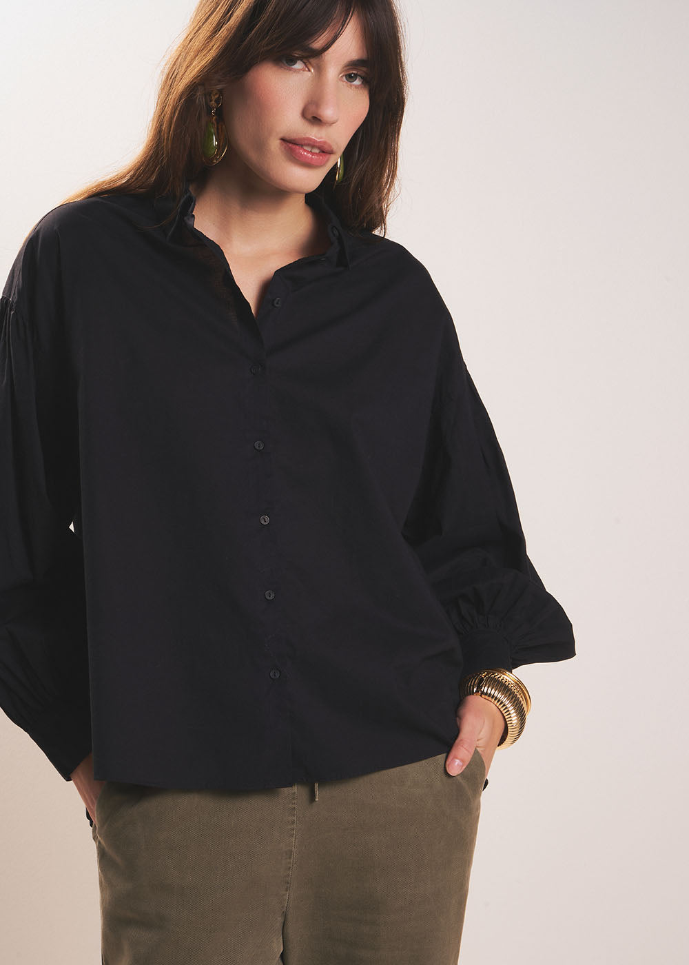 Long-sleeved cotton voile blouse - Sud Express - 5 - Sud Express