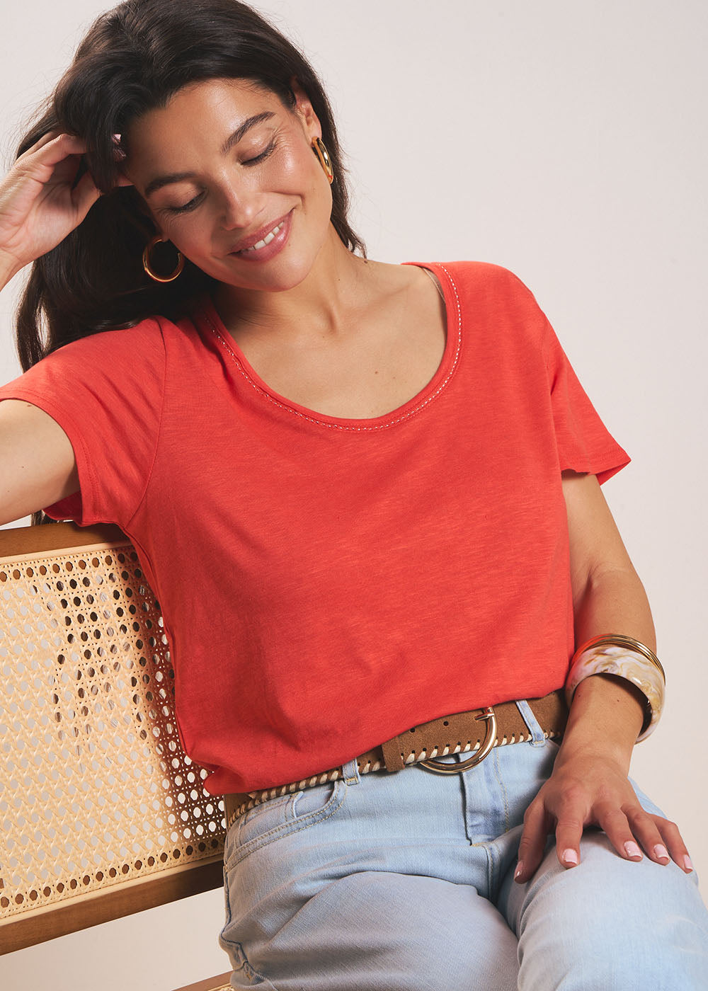TORNADI Modal cotton crew neck T-shirt - 1 - Sud Express - Sud Express