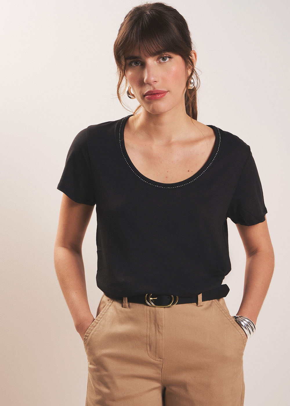 TORNADI Modal cotton crew neck T-shirt - 1 - Sud Express - Sud Express