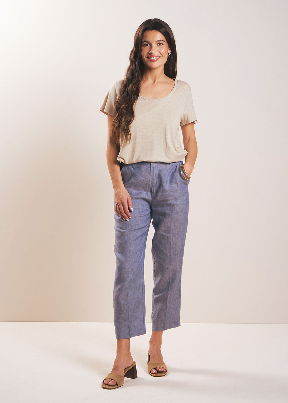 Modal cotton crew neck T-shirt - Sud Express - 5 - Sud Express