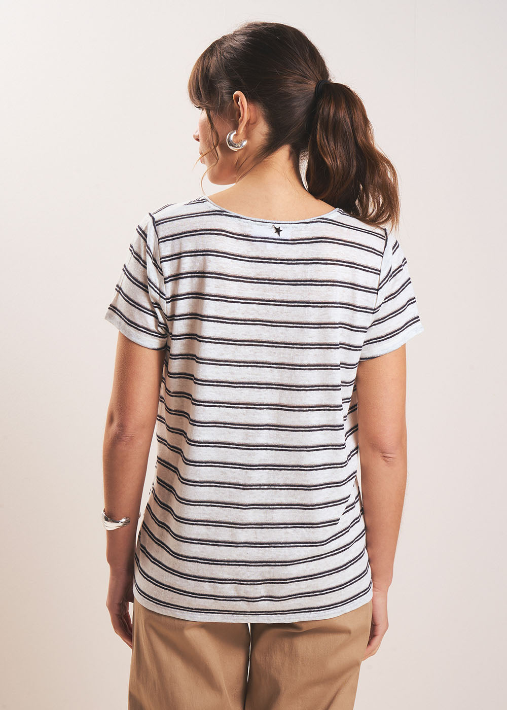 TANAIA Striped V-neck linen T-shirt - 3 - Sud Express - Sud Express