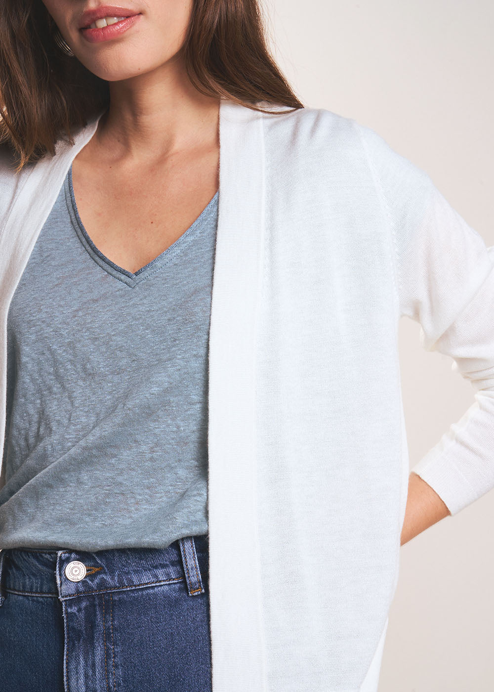 GALDY Long-sleeved cardigan without buttons - 2 - Sud Express - Sud Express