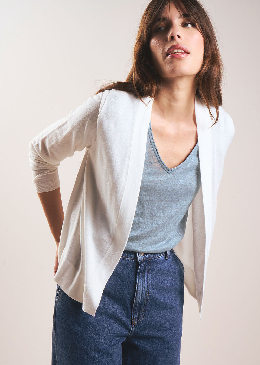 GALDY Long-sleeved cardigan without buttons - 4 - Sud Express - Sud Express