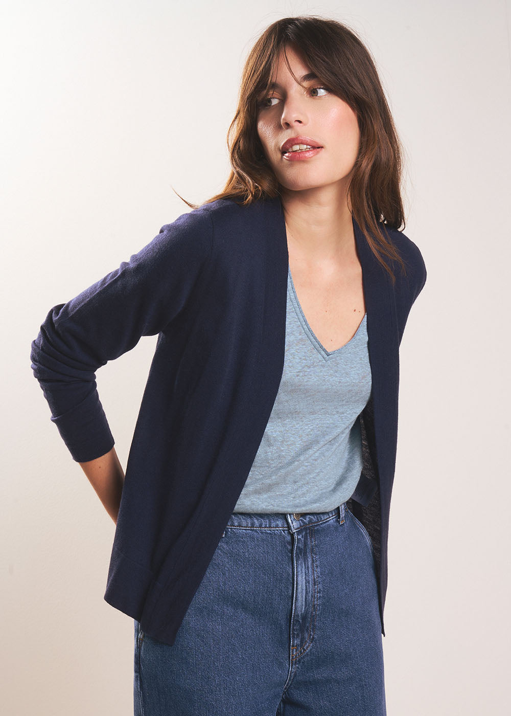 GALDY Long-sleeved cardigan without buttons - 1 - Sud Express - Sud Express