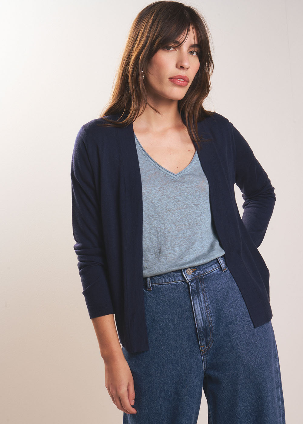 GALDY Long-sleeved cardigan without buttons - 4 - Sud Express - Sud Express