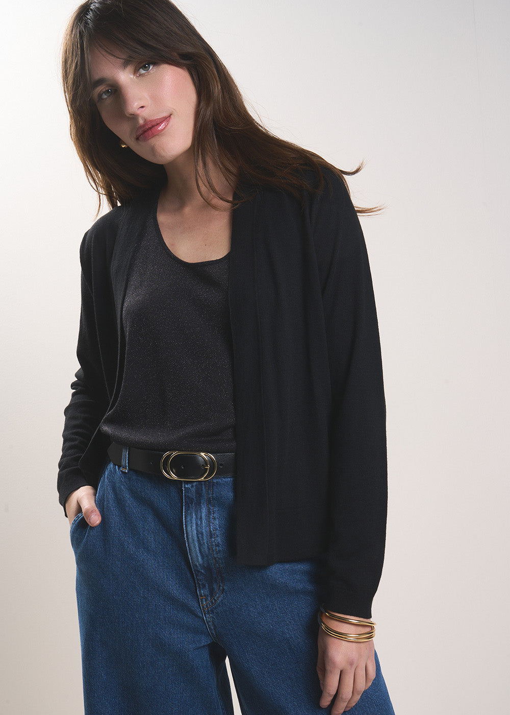 GALDY Long-sleeved cardigan without buttons - 1 - Sud Express - Sud Express