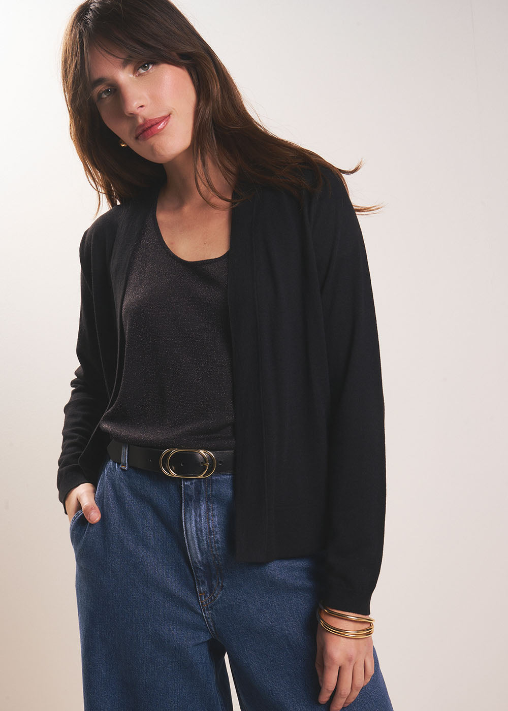 GALDY Long-sleeved cardigan without buttons - 1 - Sud Express - Sud Express