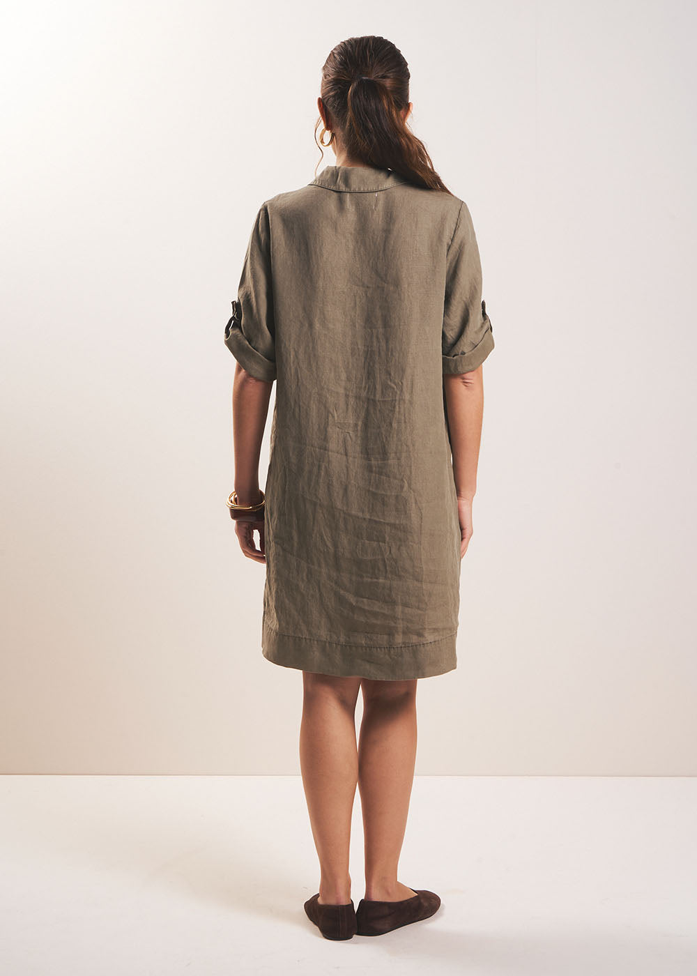 RAVILA Short linen dress with shirt collar - 3 - Sud Express - Sud Express