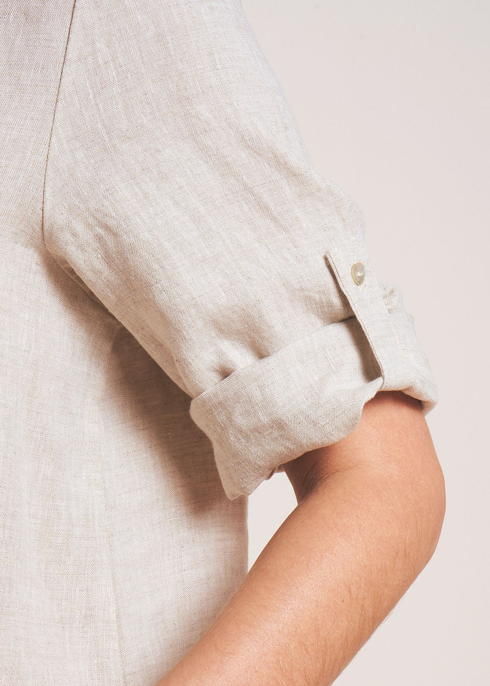 RAVILA Short linen dress with shirt collar - 4 - Sud Express - Sud Express