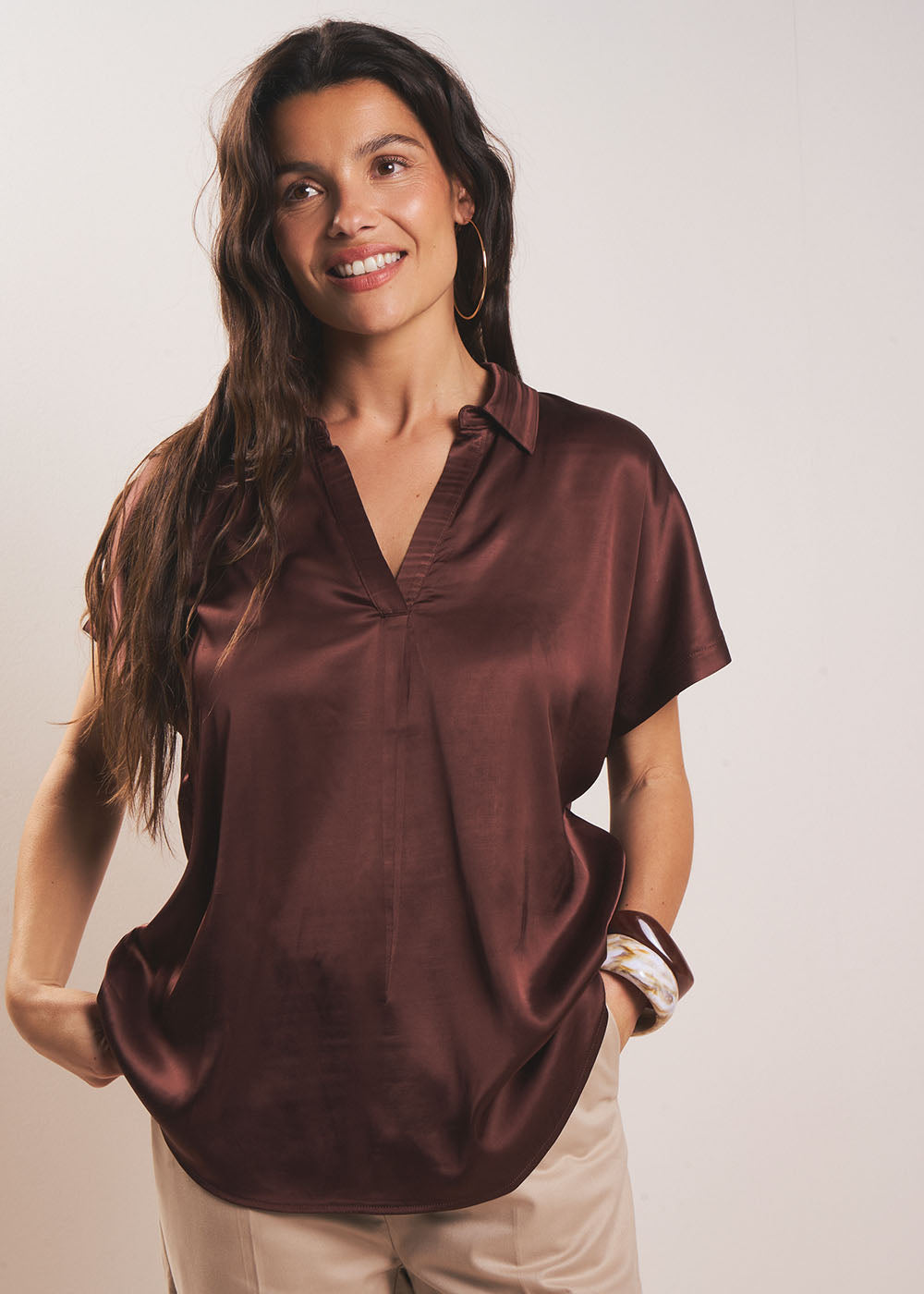 Satin Fluid Blouse - Sud Express - 5 - Sud Express