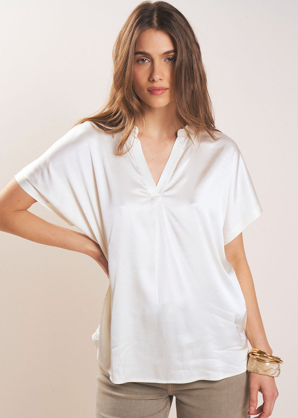 TOSKANO Satin Fluid Blouse - 2 - Sud Express - Sud Express