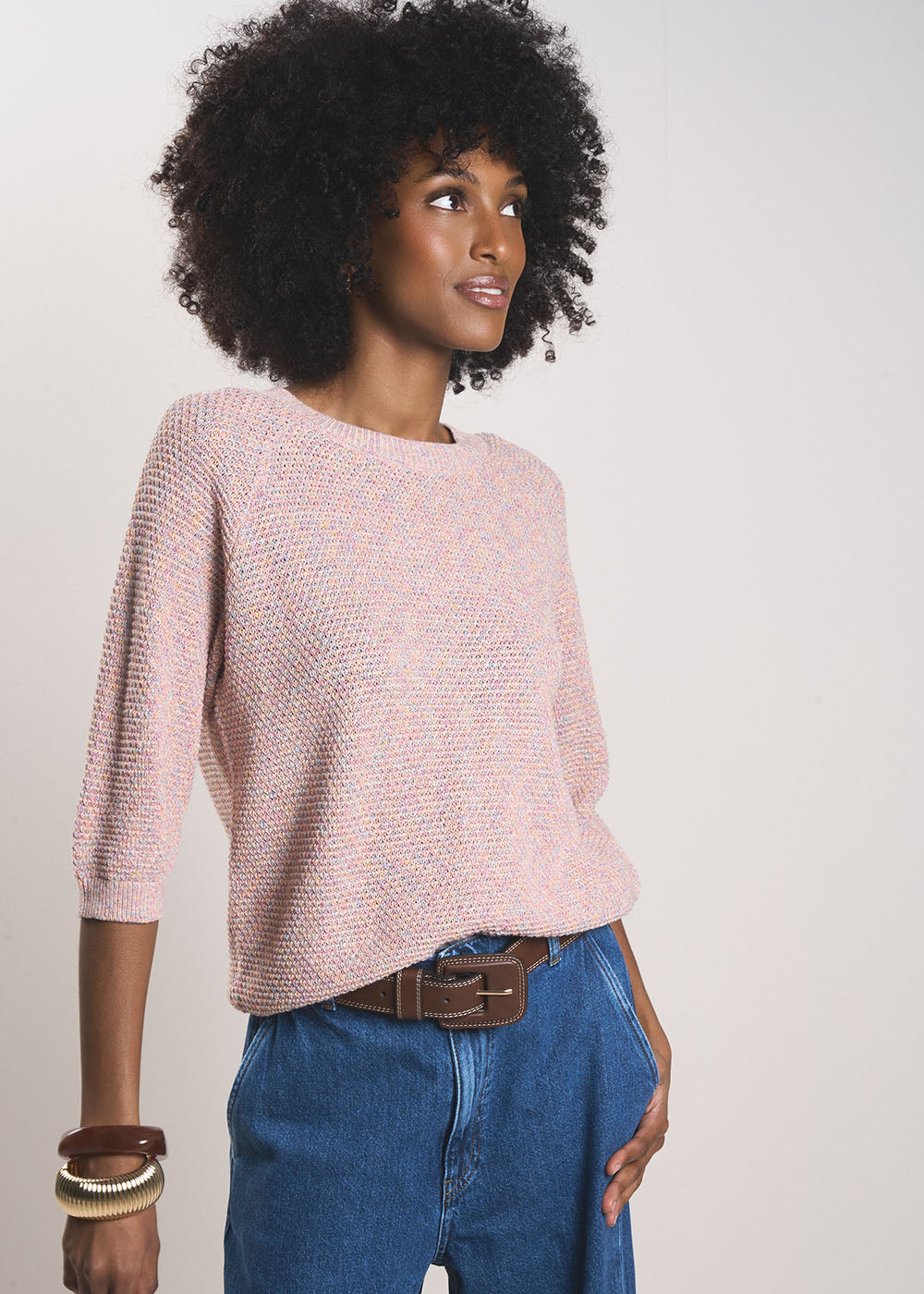 MATAMYA  Round neck jumper in cotton and linen  - 1 - Sud Express - Sud Express