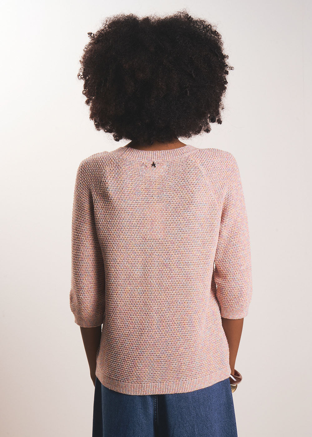  Round neck jumper in cotton and linen  - Sud Express - 3 - Sud Express