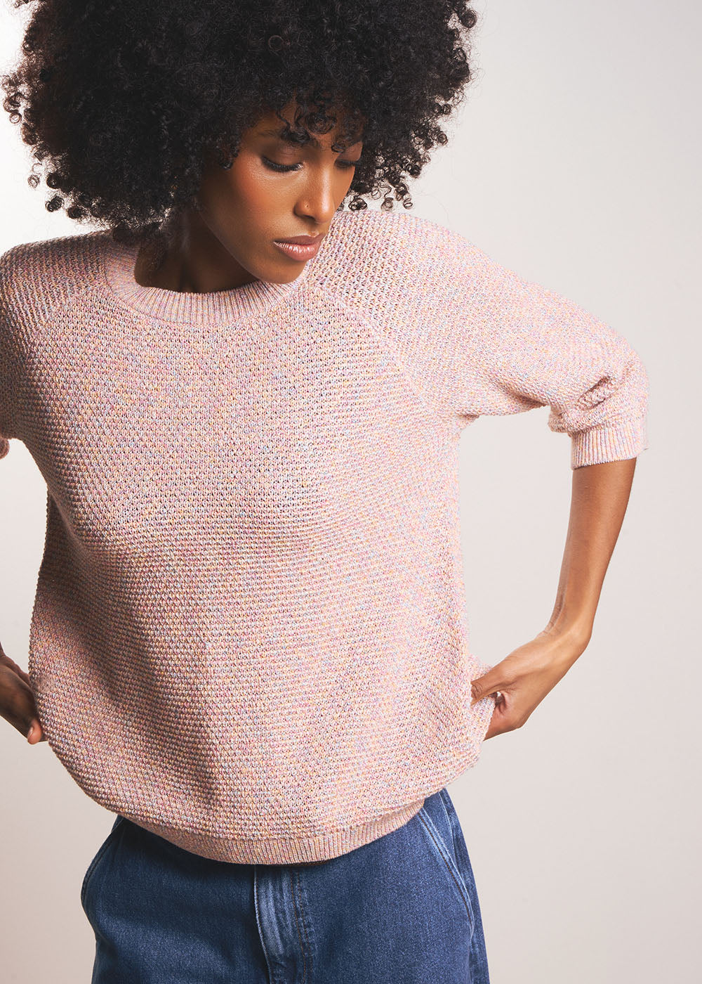  Round neck jumper in cotton and linen  - Sud Express - 5 - Sud Express