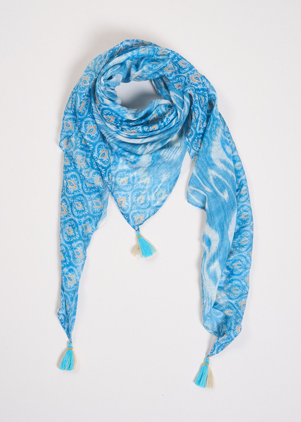 ERYA Printed square scarf with tassels - 1 - Sud Express - Sud Express