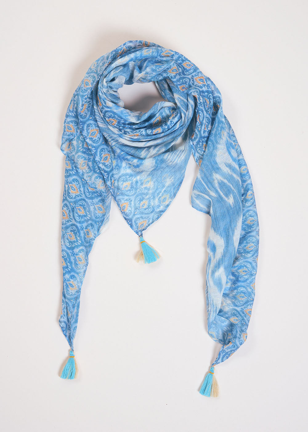 ERYA Printed square scarf with tassels - 1 - Sud Express - Sud Express