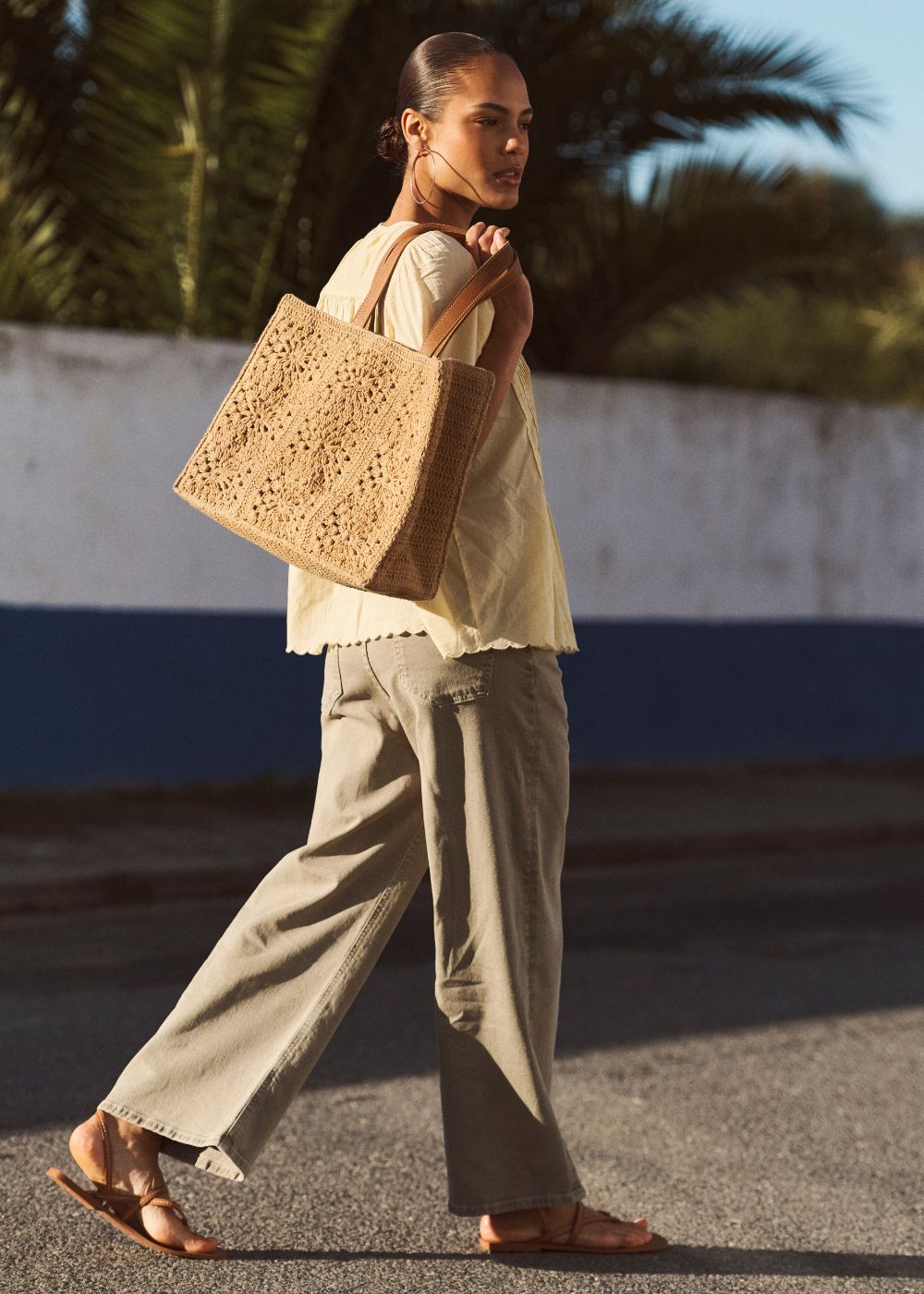 SYANE Crochet bag with leather handles - 2 - Sud Express - Sud Express