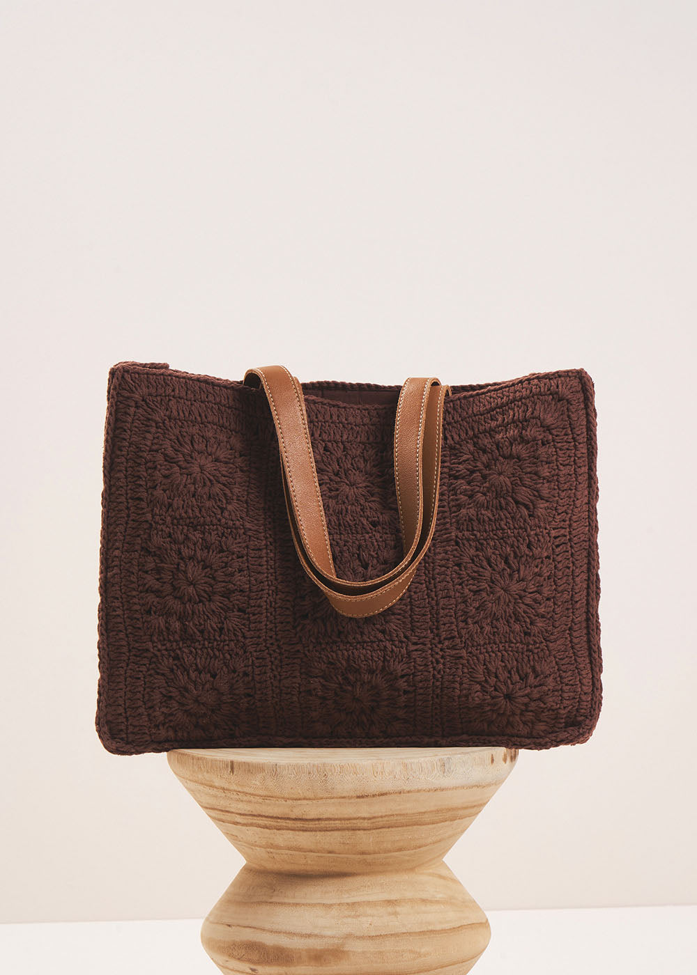 SYANE Crochet bag with leather handles - 2 - Sud Express - Sud Express