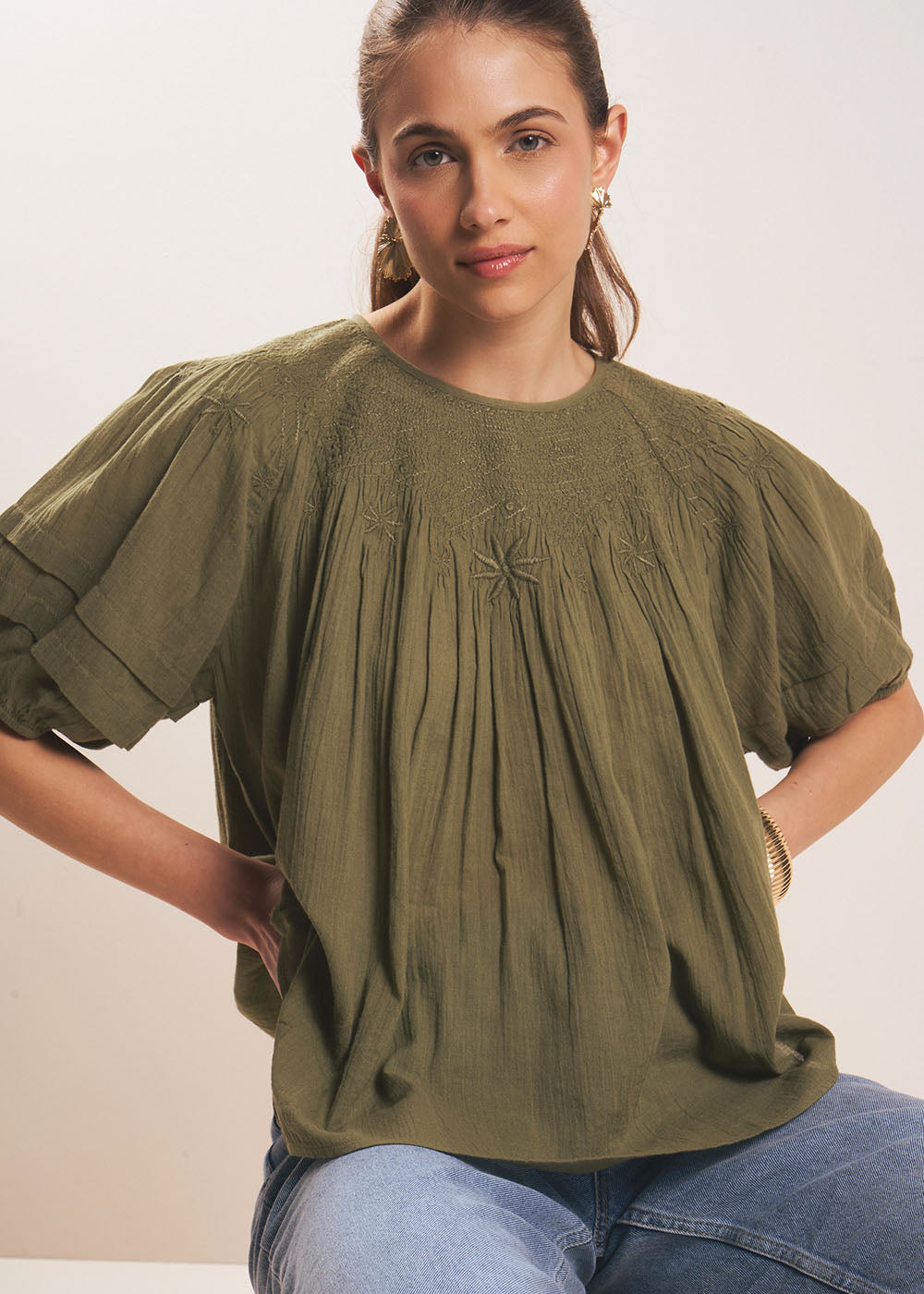TELYO Smocked blouse - 1 - Sud Express - Sud Express