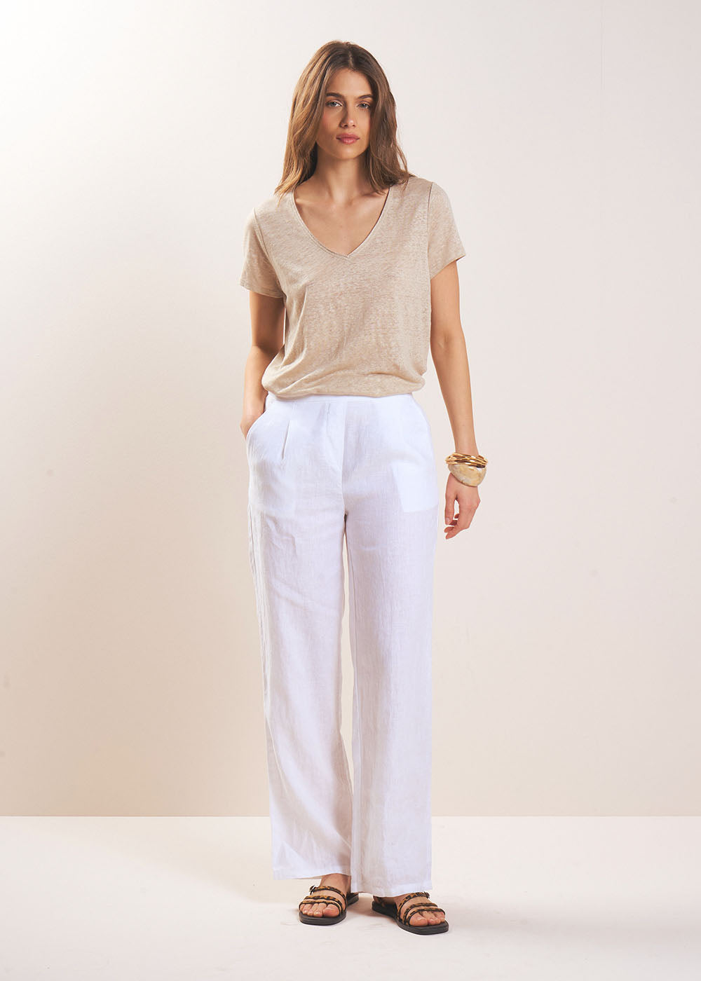 PASKO Straight-leg linen pants - 1 - Sud Express - Sud Express