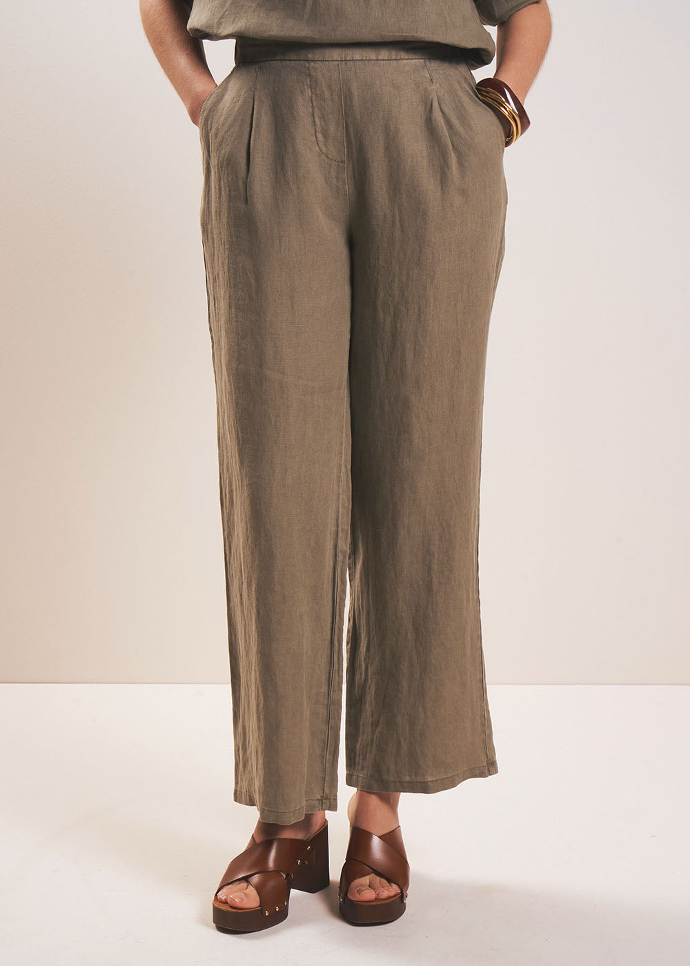 PASKO Straight-leg linen pants - 2 - Sud Express - Sud Express