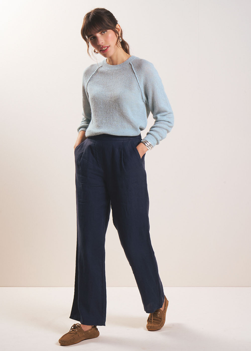 PASKO Straight-leg linen pants - 1 - Sud Express - Sud Express