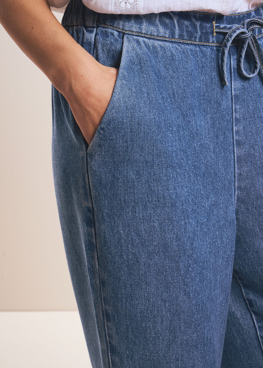 POLY Women's jeans with elasticated waist and wide legs - 4 - Sud Express - Sud Express