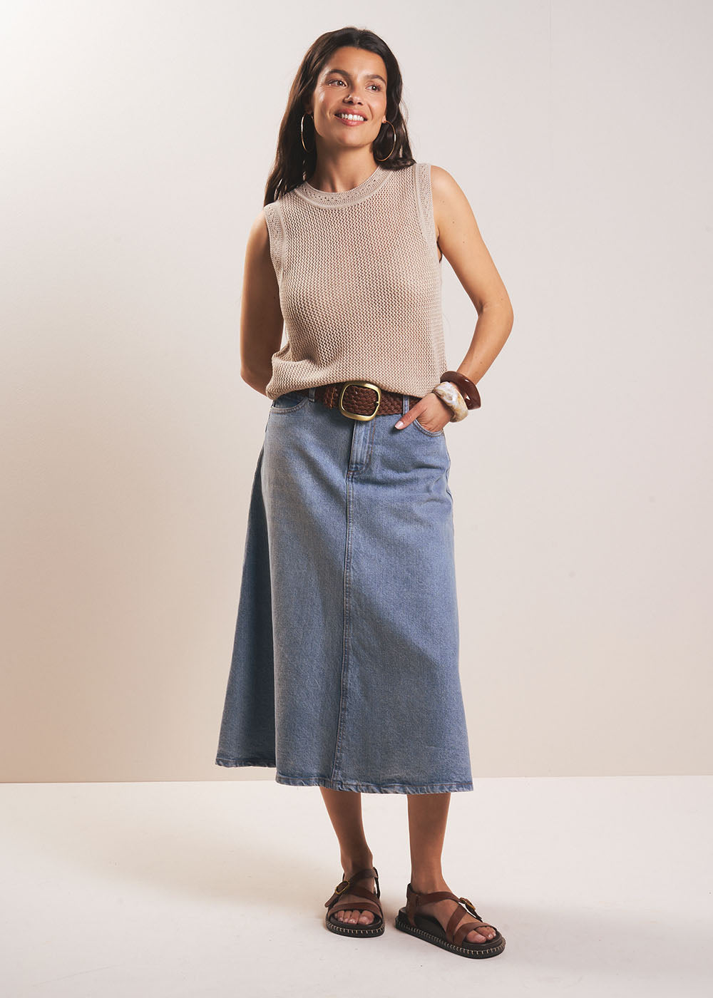 JUSTICE Denim midi skirt - 1 - Sud Express - Sud Express