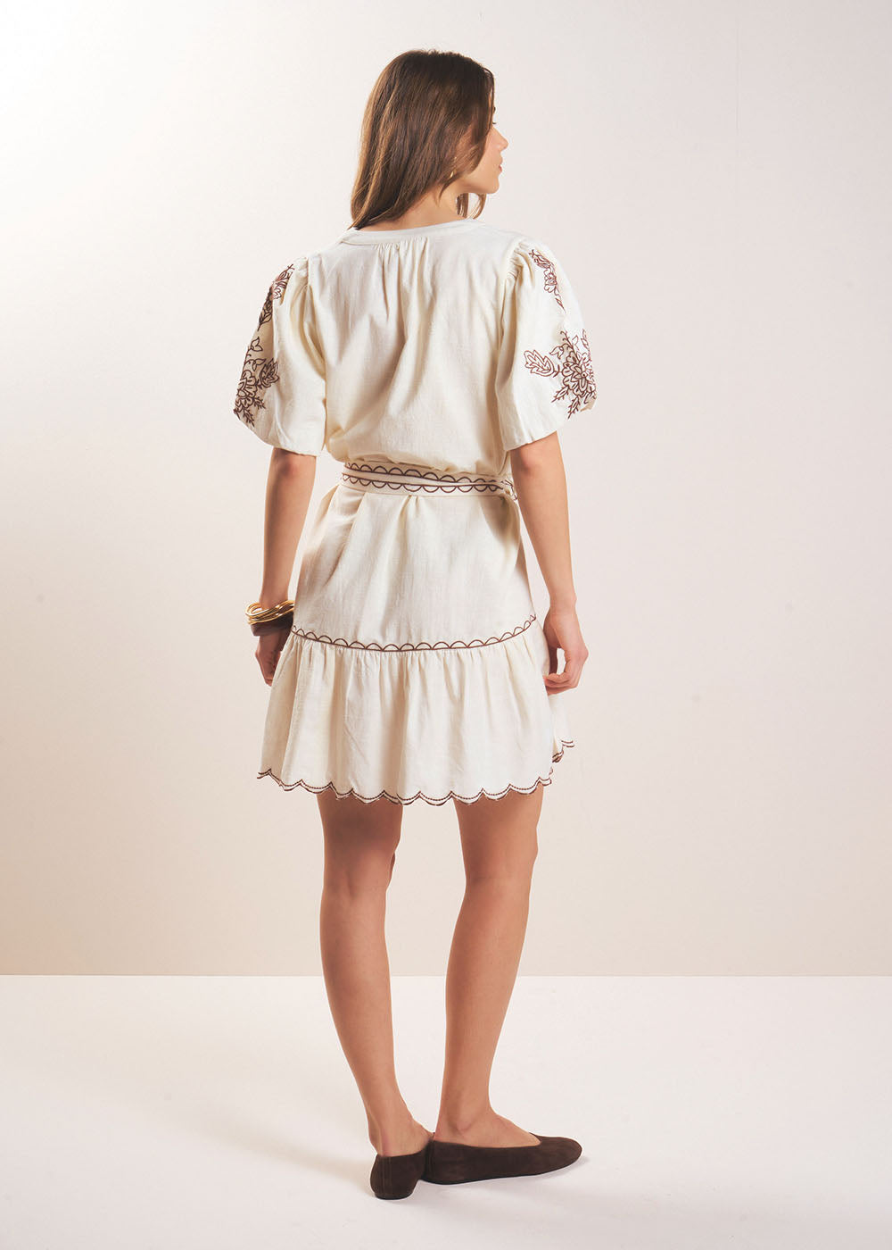 ROSACE Short embroidered linen and cotton dress - 3 - Sud Express - Sud Express