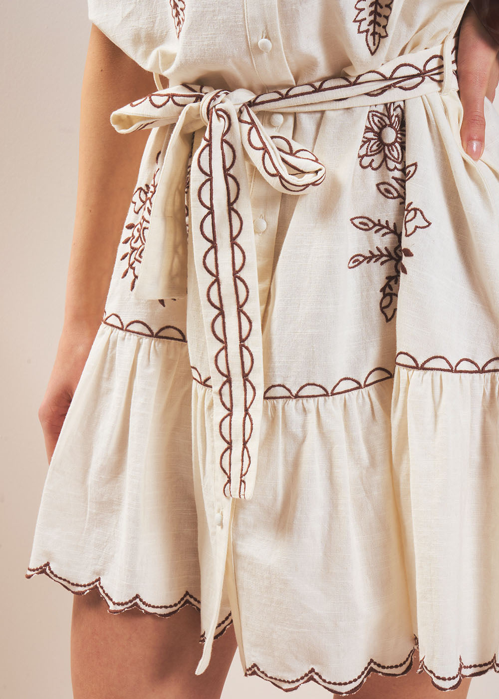 ROSACE Short embroidered linen and cotton dress - 4 - Sud Express - Sud Express