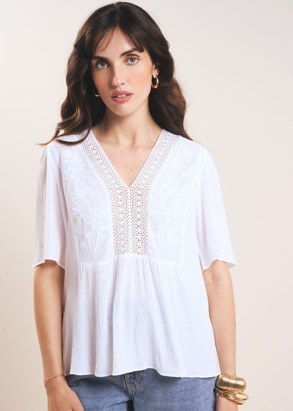 TALIZIA Embroidered cotton gauze top - 4 - Sud Express - Sud Express