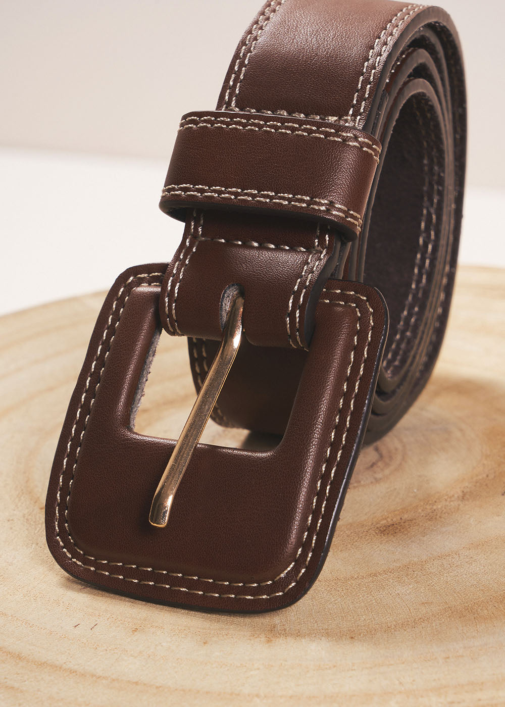 Leather belt with square buckle - Sud Express - 1 - Sud Express