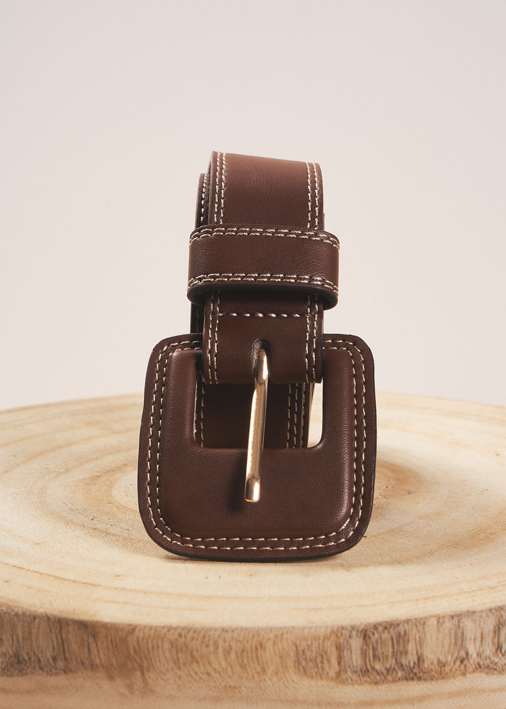 Leather belt with square buckle - Sud Express - 2 - Sud Express