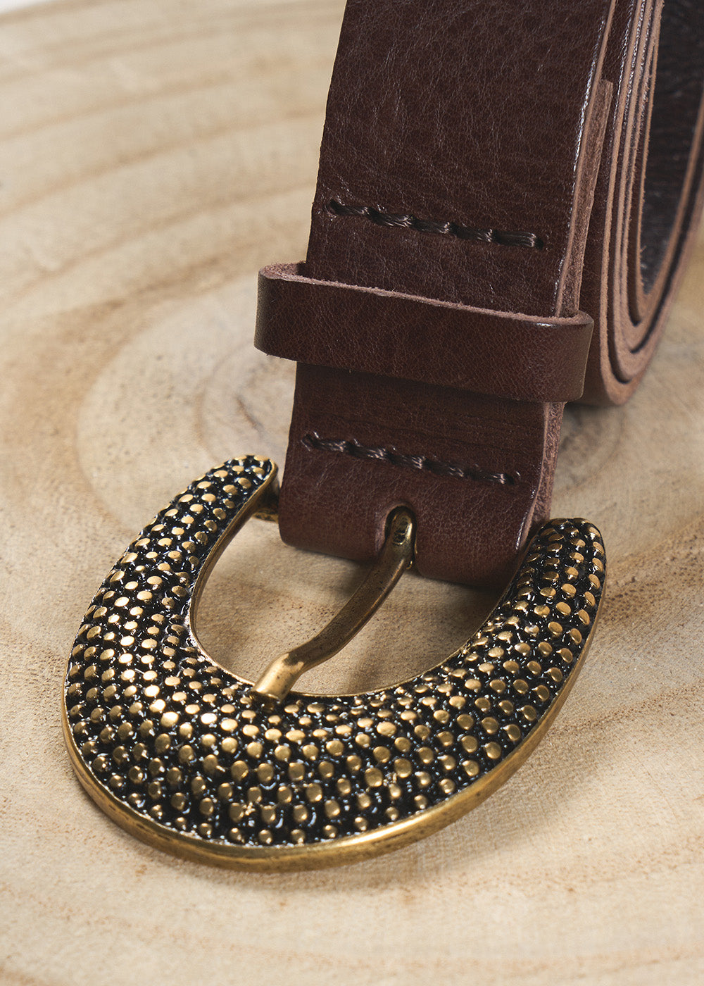 CEPIA Leather belt with textured buckle - 1 - Sud Express - Sud Express