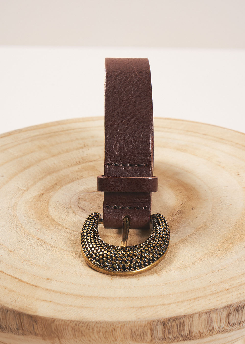 CEPIA Leather belt with textured buckle - 2 - Sud Express - Sud Express