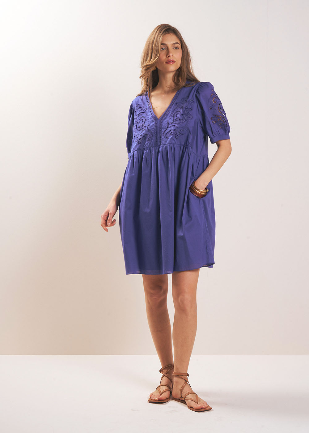 ROCMANA Short embroidered cotton dress - 1 - Sud Express - Sud Express