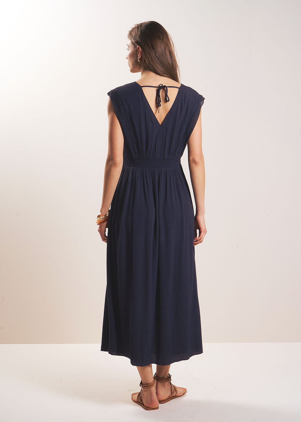 RALIZIA Long dress in lightweight gauze and macramé lace - 3 - Sud Express - Sud Express
