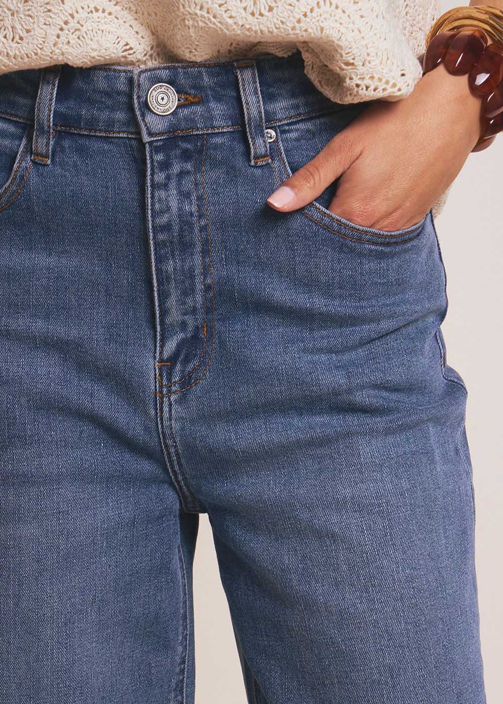 High-waisted wide-leg 7/8 jeans - Sud Express - 2 - Sud Express