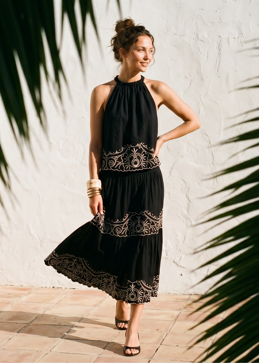 JOSINA  Long embroidered cotton skirt - 2 - Sud Express - Sud Express