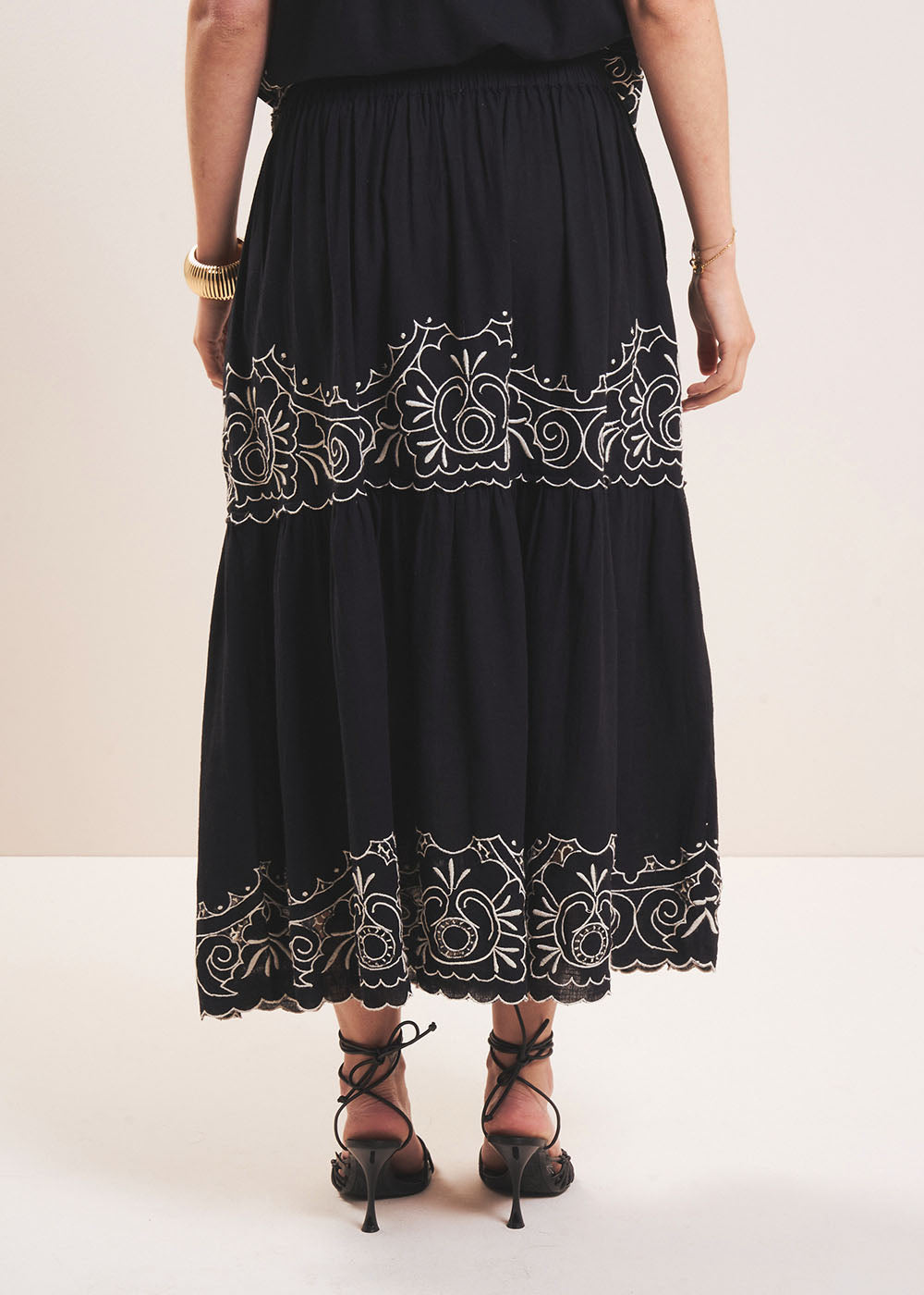 JOSINA  Long embroidered cotton skirt - 3 - Sud Express - Sud Express