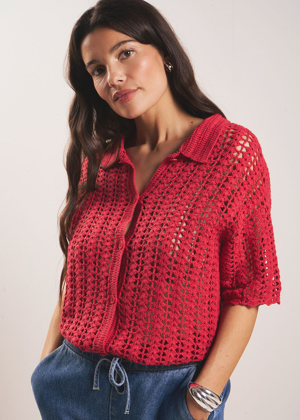 GILDAS Buttoned crochet cardigan - 1 - Sud Express - Sud Express