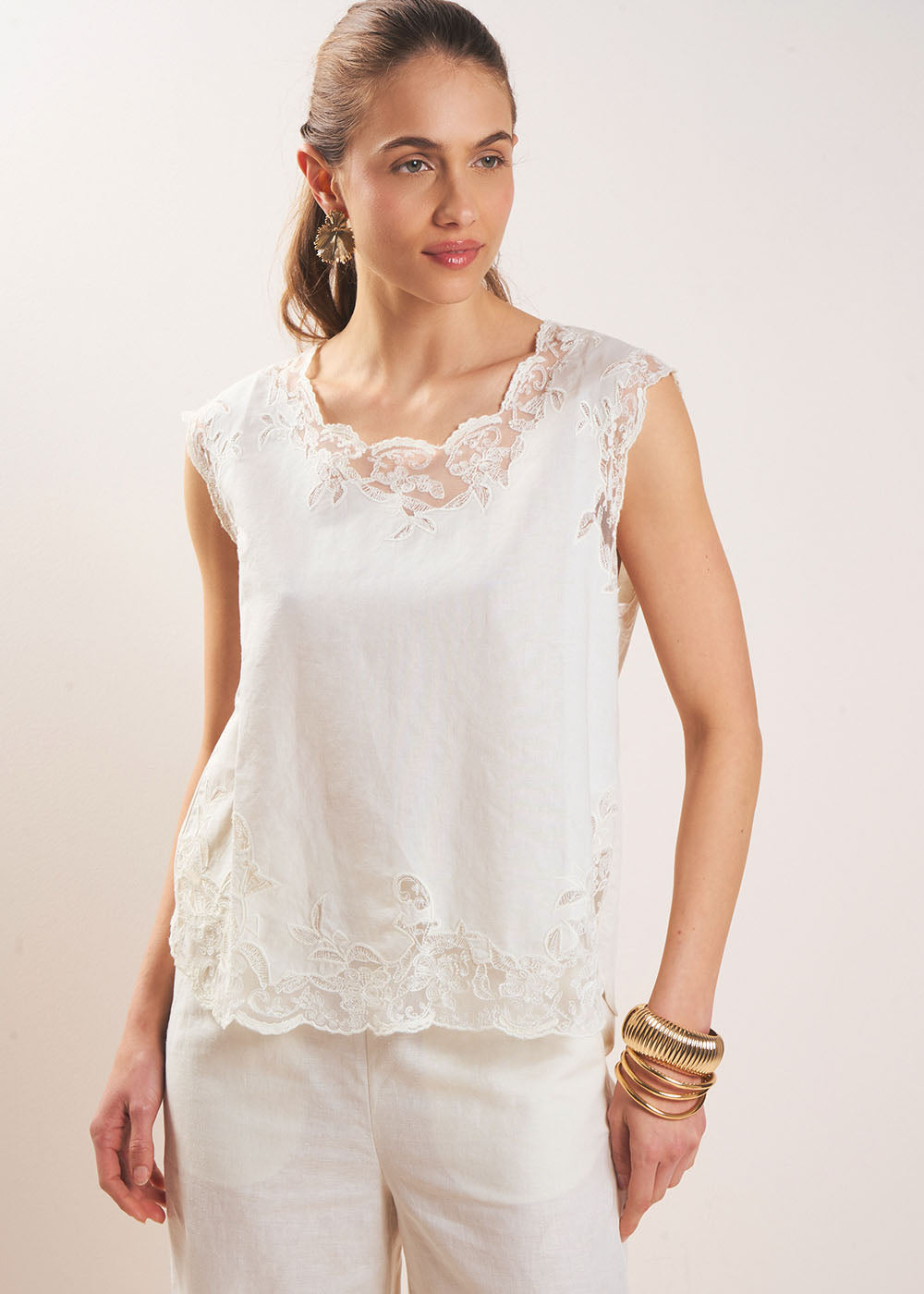 Lace insert top - Sud Express - 6 - Sud Express