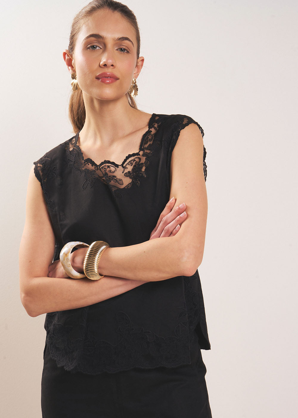 Lace insert top - Sud Express - 5 - Sud Express