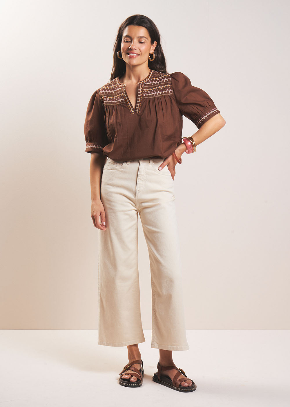High-waisted wide-leg 7/8 jeans - Sud Express - 1 - Sud Express