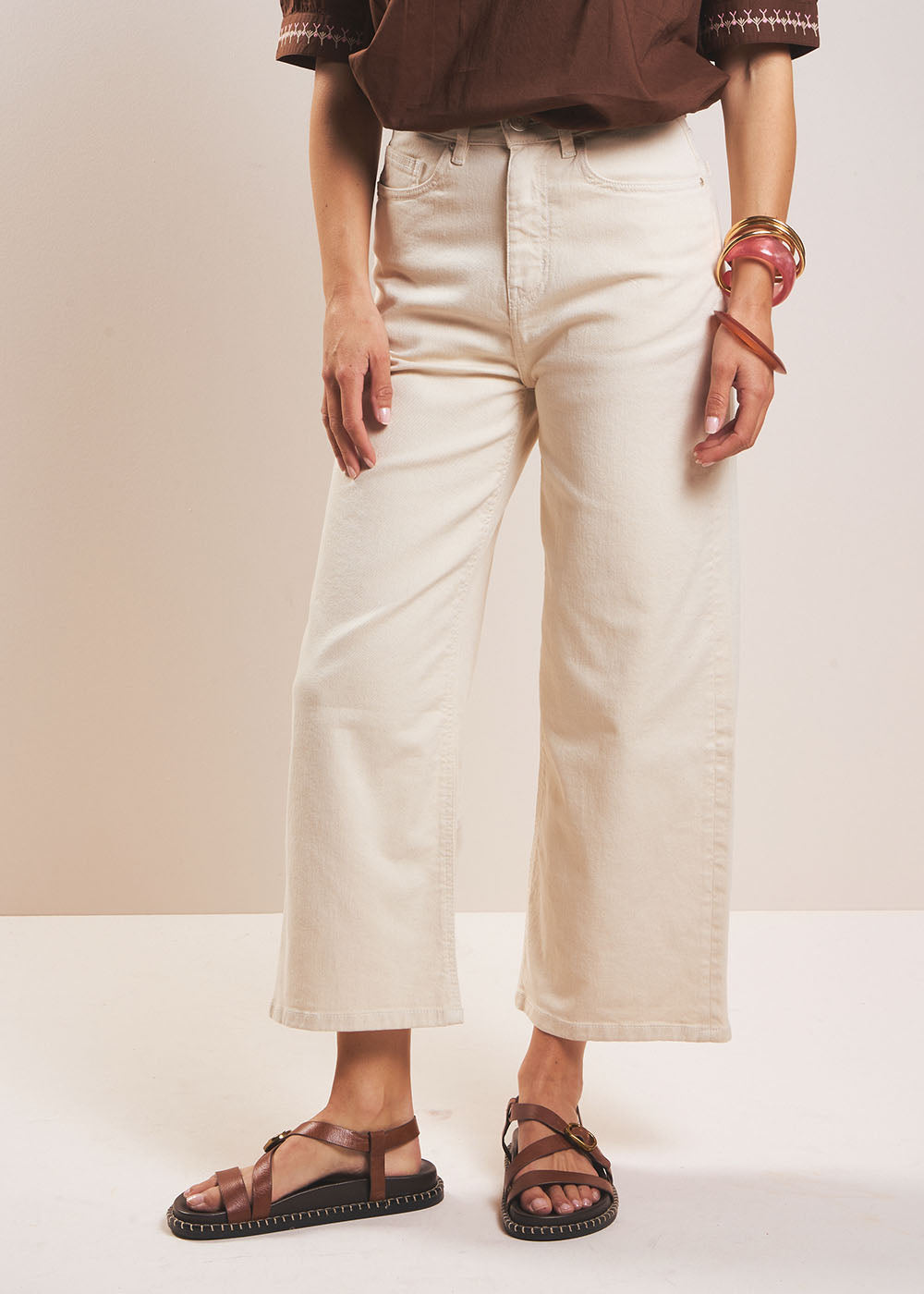 High-waisted wide-leg 7/8 jeans - Sud Express - 2 - Sud Express