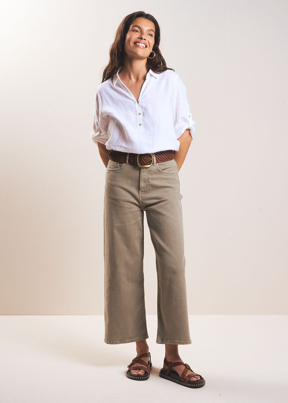 High-waisted wide-leg 7/8 jeans - Sud Express - 1 - Sud Express