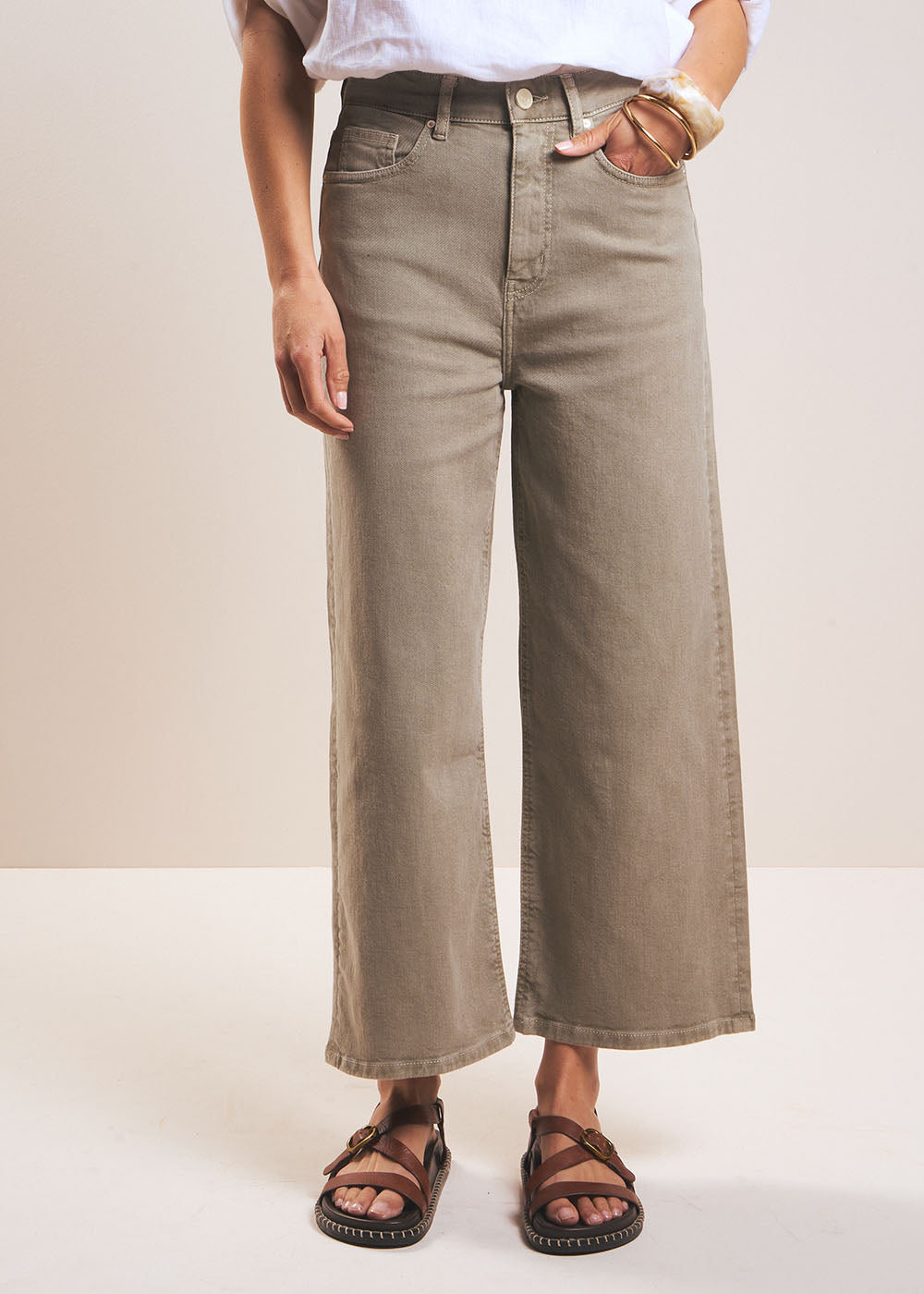 High-waisted wide-leg 7/8 jeans - Sud Express - 2 - Sud Express